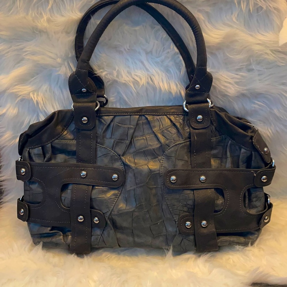 Crome and leather handbag